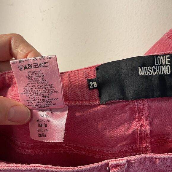 Love Moschino Pants Womens 28 Pink distressed casual day Stretch Denim Jeans - Picture 13 of 15